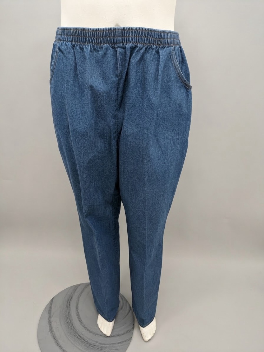 Vintage Blair Jeans XL Blue Denim Pull On Elastic Waist Mom Pants USA Cotton